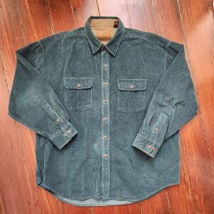 Vintage Corduroy Button-Up Shirt - Green